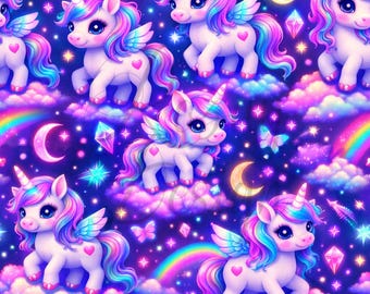Unicorns and Rainbows | Seamless Patterns | Instant Download | Printable Digital Paper | Repeating Pattern
