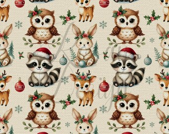 Woodland Christmas | Christmas | Seamless Patterns | Instant Download | Printable Digital Paper | Repeating Pattern