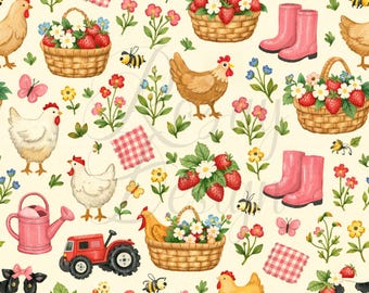 Country Cottage Farm| Seamless Patterns | Instant Download | Printable Digital Paper | Repeating Pattern