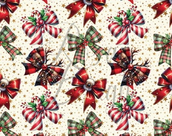 Weihnachtskokette Bögen | Weihnachten | Nahtlose Muster | Sofortdownload | Druckbares Digitales Papier | Sich wiederholendes Muster