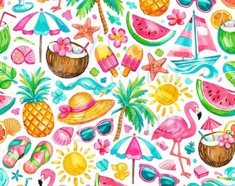 Summer | Seamless Patterns | Instant Download | Printable Digital Paper | Repeating Pattern