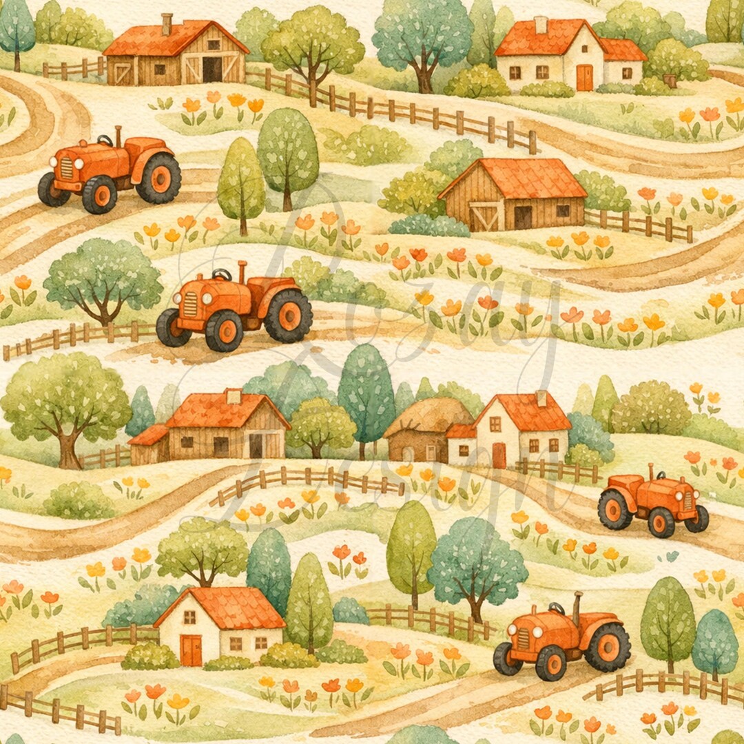 Farm Roads | Seamless Patterns | Instant Download | Printable Digital ...