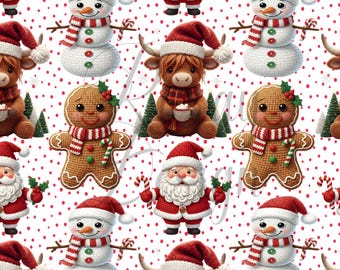 Crochet Christmas | Christmas | Seamless Patterns | Instant Download | Printable Digital Paper | Repeating Pattern