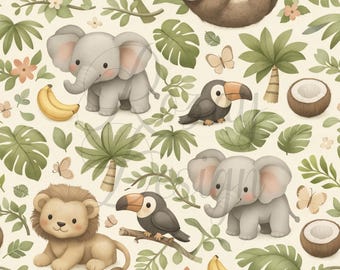 Jungle Animals | Seamless Patterns | Instant Download | Printable Digital Paper | Repeating Pattern