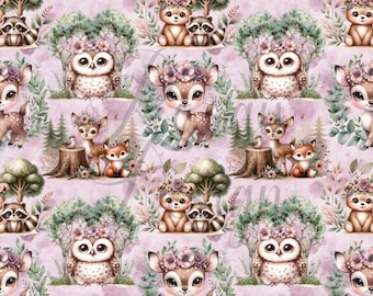 Foresta boschiva / Motivi senza soluzione di continuità / Download immediato / Carta digitale stampabile / Motivo ripetuto / Stampa su tessuto