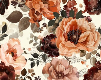 Fall Florals | Seamless Patterns | Instant Download | Printable Digital Paper | Repeating Pattern