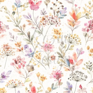 Vildblommor | Sömlösa mönster | Direkt nedladdning | Utskrivbart digitalt papper | Upprepande mönster