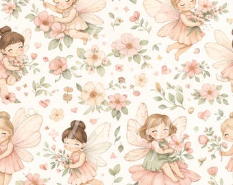 Sweet Fairies | Seamless Patterns | Instant Download | Printable Digital Paper | Repeating Pattern | Fabric Printing