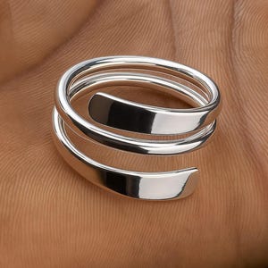 Handmade 925 Silver Wrap Ring | Minimalist Adjustable Band | Everyday Silver Jewelry Gift,