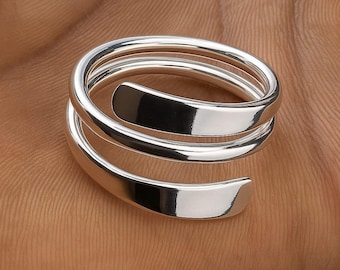 Handgemaakte 925 zilveren wikkelring | Minimalistische verstelbare band | Dagelijks zilveren sieradencadeau,