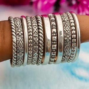 Vintage zilveren stapelbare ringenset | Handgemaakte Indiase midi-ringen