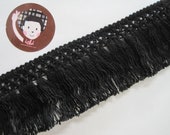 5 Yd 2 quot Black Cotton Tassel Trim, Black Trim, wholesale trim, black tassel trim, Cotton tassel, black tassel, black cotton trim, black