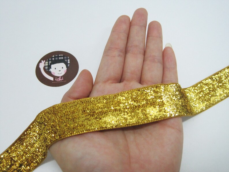 5 Yards 1" Dark Gold Glitter Ribbon image 7