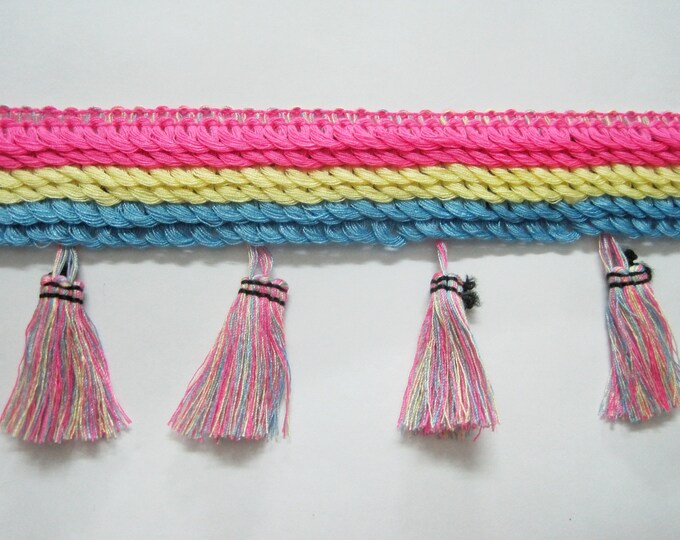 1 Yard 7 Cm Tassel Fringe Trim Hot Pink Tassel Trim Neon Etsy