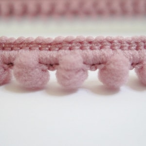 5 yards Mauve Pink Pom Pom Trim (pom size 0.5 cm), Mini Pom Pom Trim, Pink Trim, Wholesale trims, Mauve Pink, Trim lot, pink pom pom fringe