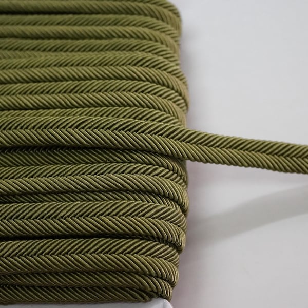 5 yards 10 mm Olivine Green Soutache cord, soutache braid, shiny cord, flat cord, shiny braid, shiny flat braid, olive green cord, green