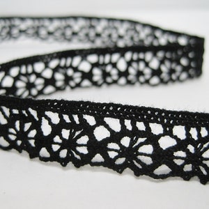 5 yards 9/16&quot; Black Crochet Lace Trim, Lace Trim, Crochet Lace Trim, Cotton Lace Trim, Lace Trim Ribbon, Black Lace, Black trim,Black ribbon