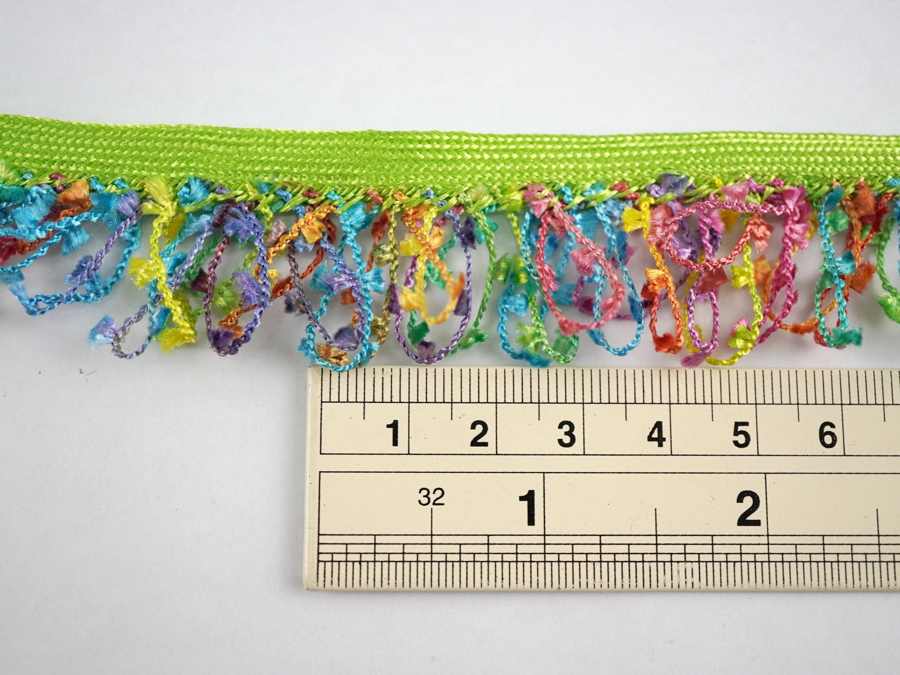5 Yards Lime Green Multicolored Loop Trim, Multicolored Tassel Trim ...