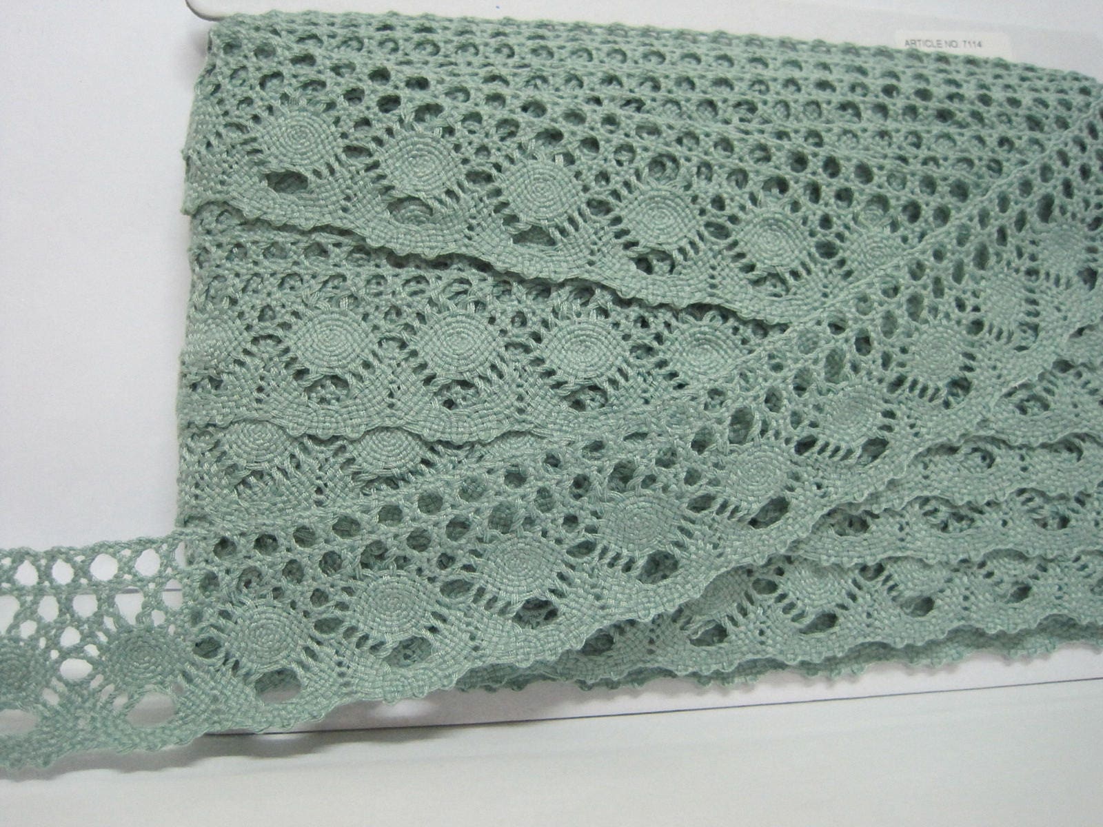 5 Yards Sea Green Wide Cotton Lace Trim, Crochet Lace Trim, Mint Lace Trim,  Wide Lace, Cotton Trim, Sage Green Lace, Sage Green Cotton Lace -   Canada