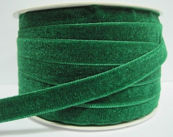 5 yards 1/2" Pine Green Velvet Ribbon