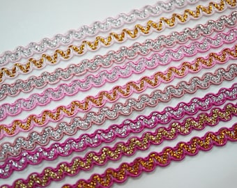 5 Meter Zacken Zackenlitze mit Silber / Gold metallic, Zackenlitze, Zackenlitze, Zackenlitze, Zackenlitze, Zackenlitze
