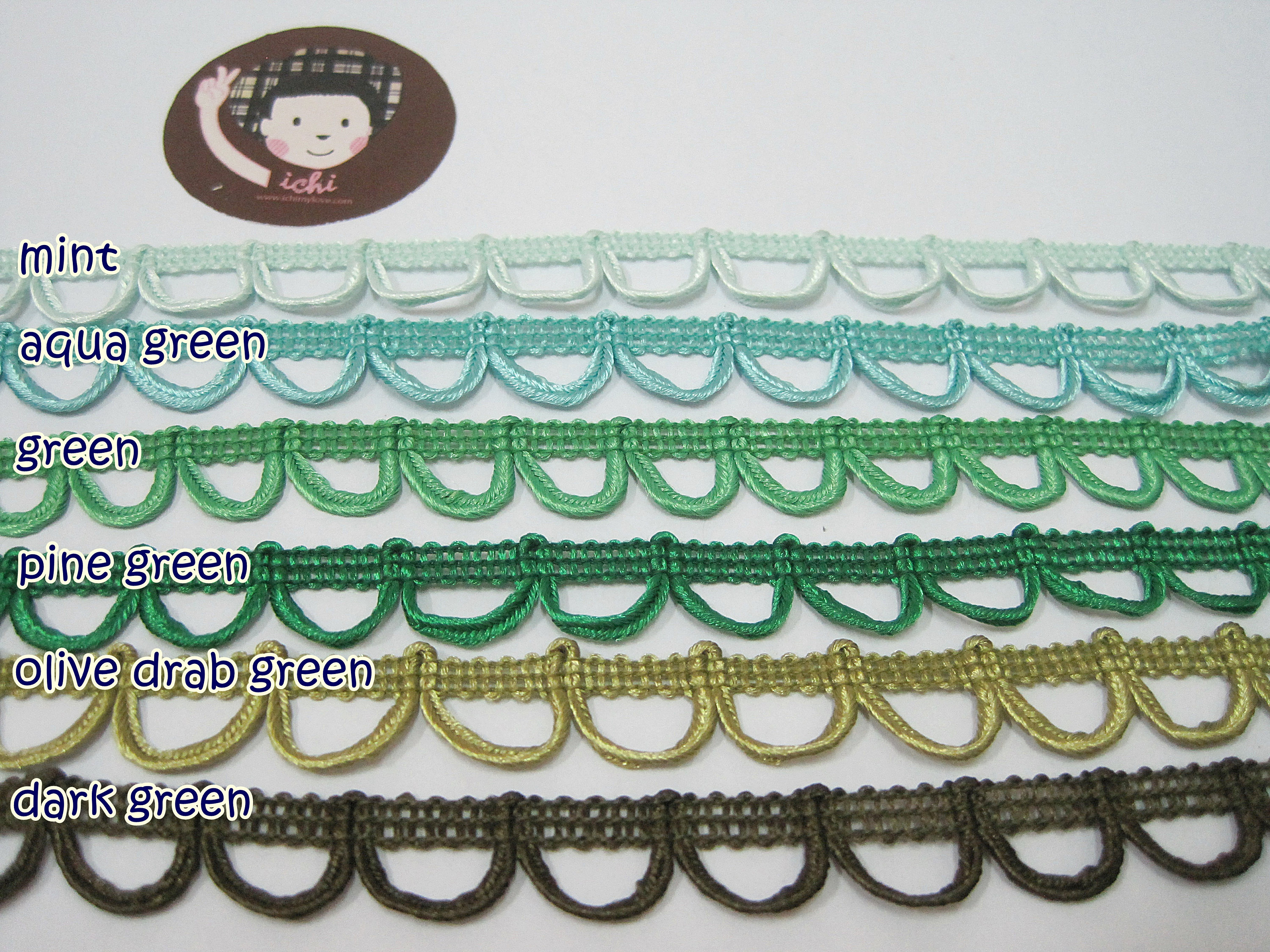 5 Yards Green Loop Trim, Loop Trim, Braided Trim, Button Looping
