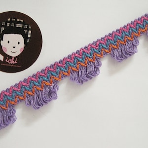 5 Yards Violet Scalloped Loop Trim, Violet tassel fringe, wholesale trim, Purple tassel trim, scallop trim, braided trim, purple fringe trim