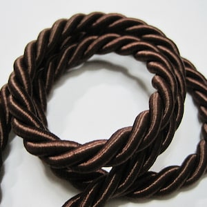 5 yards 8 mm Dark Brown Twist Cord, Braided cord, soutache cord, twisted cord rope trim, jewelry making cord, brown cord, brown twisted cord