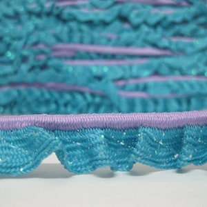 5 yards 2 Tone Elastic Trim, Ruffle Trim, Elastic Trim, elastic ribbon, elastic ruffle, blue trim, purple elastic trim, blue elastic trim