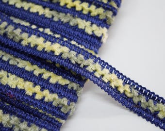 5 Yards 5/8" Navy Blue Multicolored Chenille Braid, velvet ribbon, Chenille Trim, velvet trim, decorative trim, chenille braid, fluffy trim