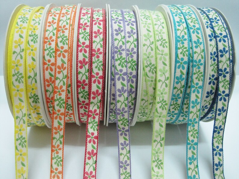 5 Yards 3/8 Flower Ribbon Printed Ribbon Flower - Etsy