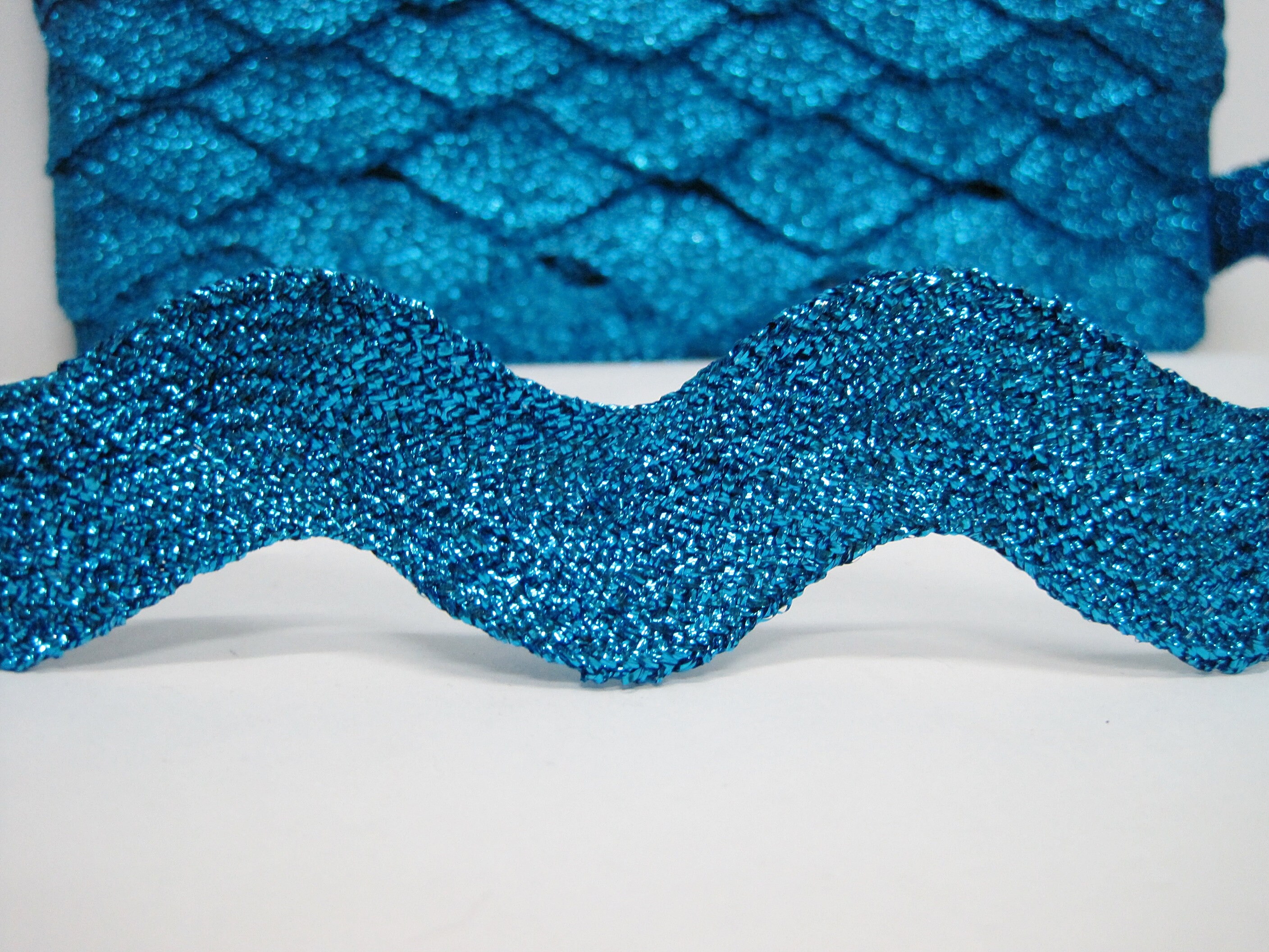 Blue Ric Rak Trim 5 Yards Aqua Blue Jumbo Metallic Rick Rack Trim - Etsy