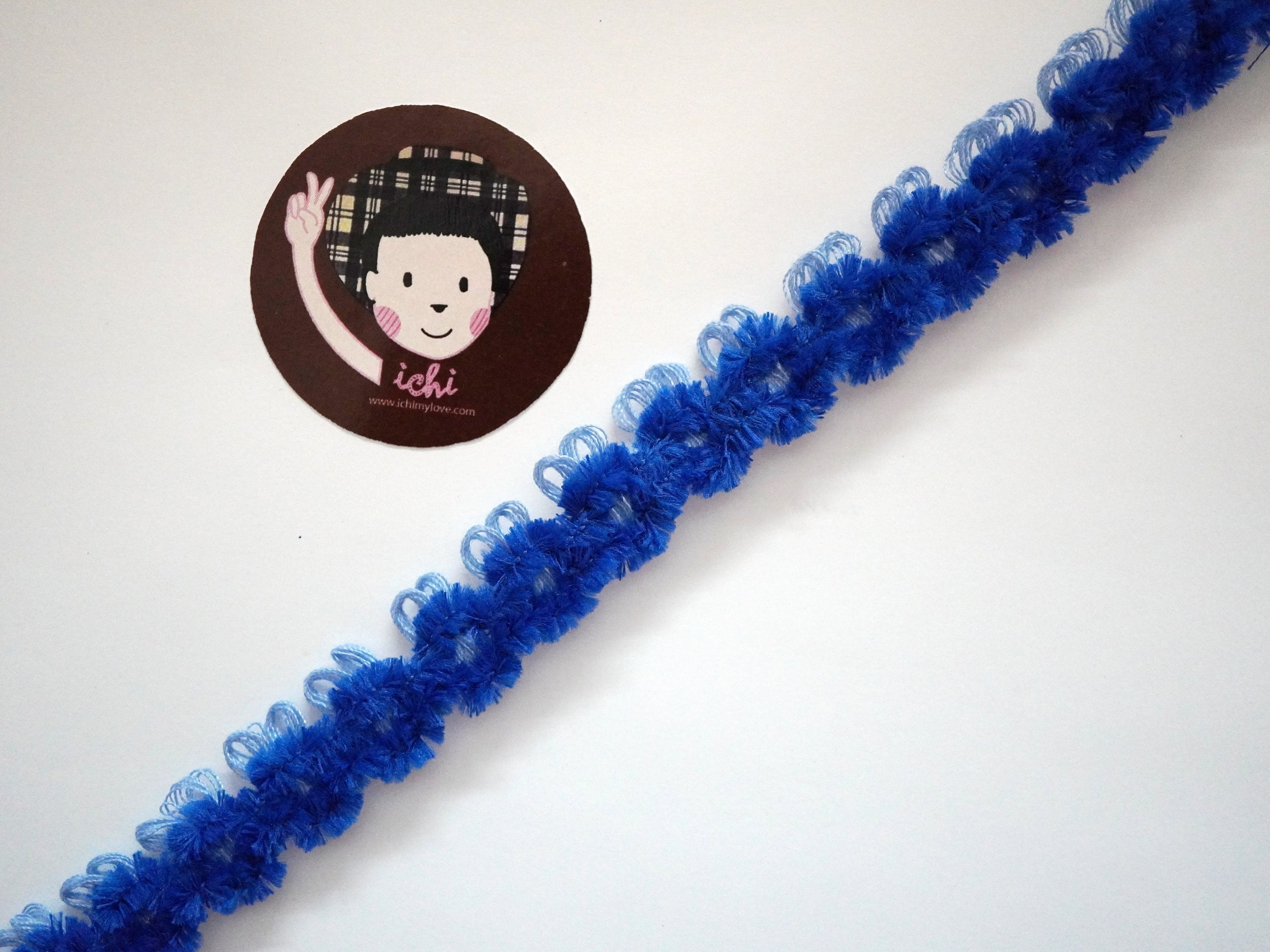 5 yard of Royal Blue Chenille Braided, Blue Flower trim, Blue Chenille trim, velvet flower trim, velvet ribbon, blue velvet trim, blue
