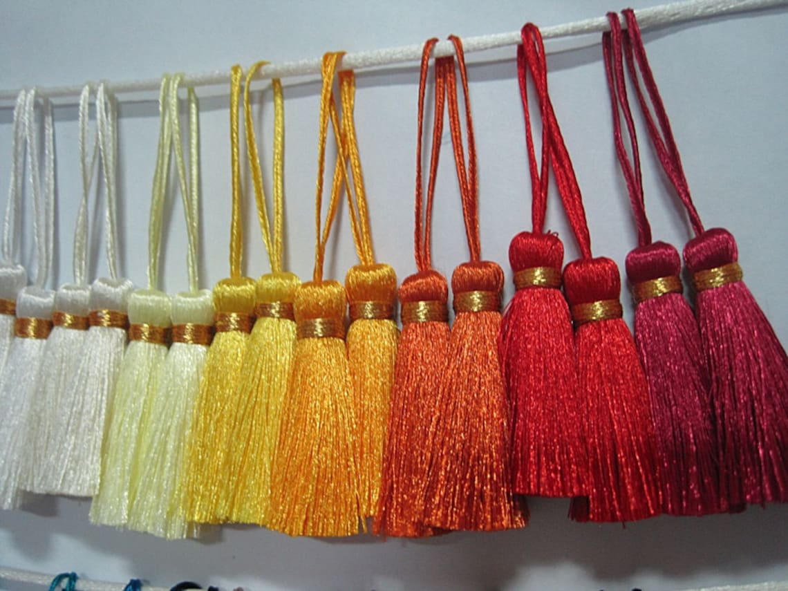 20 Pieces SELECT COLOR Short Silk Tassel With Gold Wrap Etsy