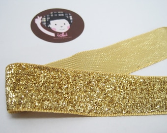 5 Yards 1" Gold Glitter Ribbon, Wide Glitter Ribbon, Glitter yarn, Metallic ribbon, Gold Glitter, Gold ribbon, Gold sparkle ribbon
