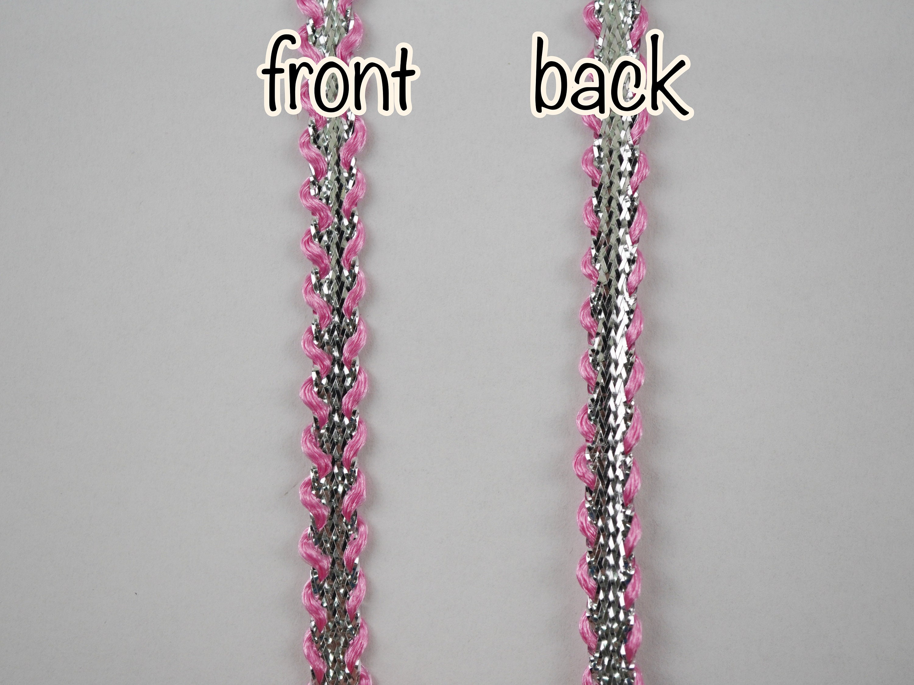 5 Yards Pink-gold/silver Metallic Braid, Flat Braided, Metallic Braid ...