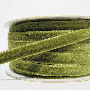 5 Werften 3/8&quot; olivgrün grün Samtband, grün, Band lot, Großhandel Band, Green Velvet trim, grün samt, Olivgrün Band