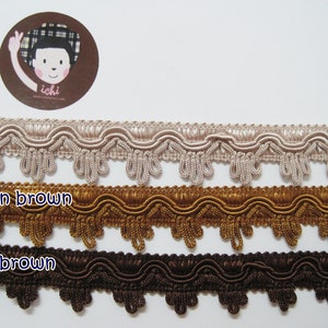 5 yards Brown Scalloped Loop Fringe, Vintage Lace, Loop Trim, looped trim, loop fringe, scallop lace, scallop trim, brown vintage lace