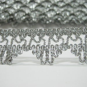 5 Yards 1" Silver Metallic Lace, Silver lace, Silver braid, Silver braided trim, metallic gimp braid, metallic lace trim, wholesale laces