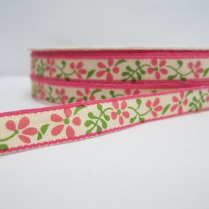 5 yards 3/8&quot; Shocking Pink Flower Ribbon, Print Ribbon, Flower printed ribbon, wholesale ribbons, hair bow ribbon, floral ribbon,pink ribbon