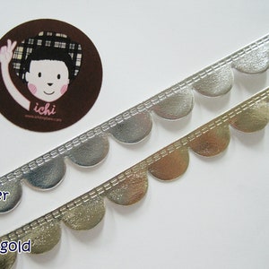 5 yards of Metallic Scallop Trim, Silver metallic trim, scalloped loop trim, scallop trim, gold trim, metallic trim, gold metallic trim
