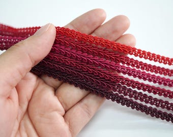 5 Yards 3/16" Red Gimp Braided Trim, Gimp Braid, Braided Cord, Braided Gimp Trim, Scroll Braid Trim, Chinese Braided Trim, red braided trim
