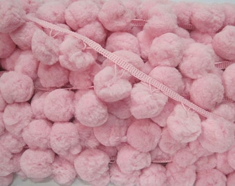 5 Yards 3,5 cm Jumbo Pom Pom Borte, Zart Rosa Jumbo Pom Pom Borte, Extra Große Pom Pom Borte, Rosa Pom Pom Fransen, Pom Pom Girlande, Pom Poms