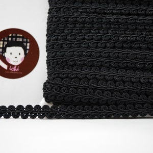 5 Yards 3/8&quot; Black Gimp Braided Trim, Gimp Braid, Braided Cord, Braided Gimp Trim, Scroll Braid Trim, Black braided trim, Black Trim, black