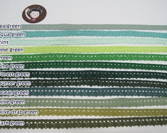 5 yards 3/8" Green tone Crochet Lace Trim, Teal Lace Trim, Crochet Lace Trim, Cotton Lace Trim, Teal, Lace Trim Ribbon, Teal trim, Teal Lace