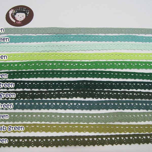 5 yards 3/8" Green tone Crochet Lace Trim, Teal Lace Trim, Crochet Lace Trim, Cotton Lace Trim, Teal, Lace Trim Ribbon, Teal trim, Teal Lace