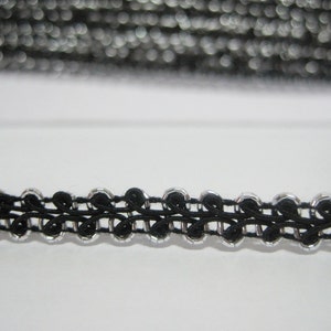 5 Yards 1/4&quot; Black Gimp Braid Silver Edge, Gimp Braid, Braided Cord, Braided Gimp Trim, Scroll Braid Trim, Black braided, Black Trim, black