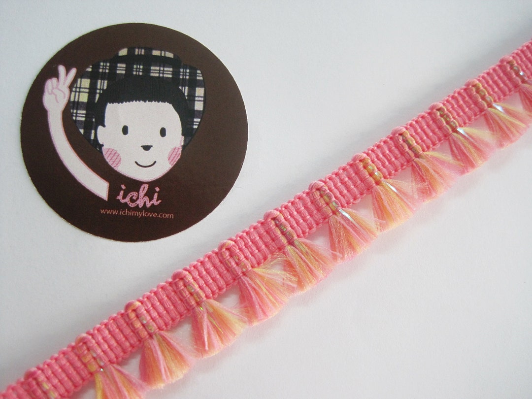 5 Yards Pink Sparkly Mini Tassel Trim, Tassel Trim, Wholesale Trim