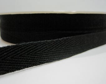 5 yards 3/8" Black Herringbone Tape
