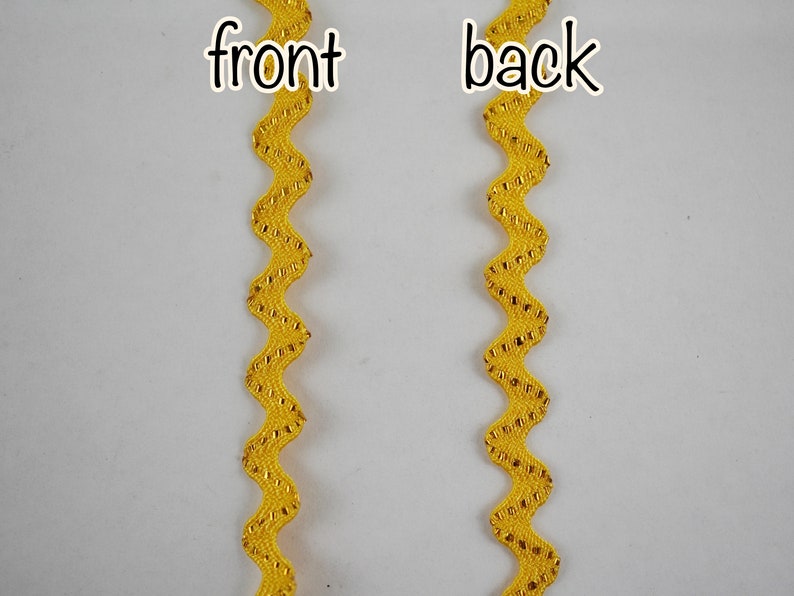 5 Yards Bright Yellow Tiny Rick Rack With Gold Metallic, Tiny Rick Rack ...